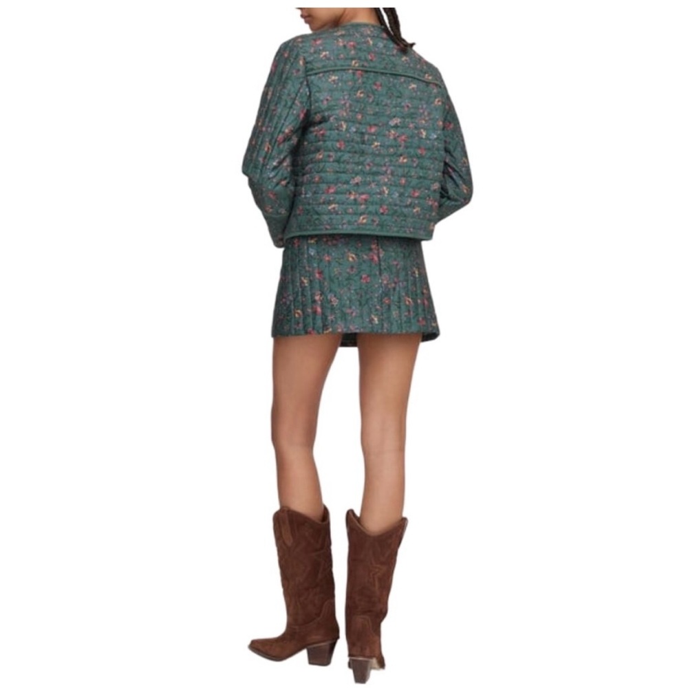 Hill House Home Amari chevron bottle green quilted floral jacket XS 2 4 sold out